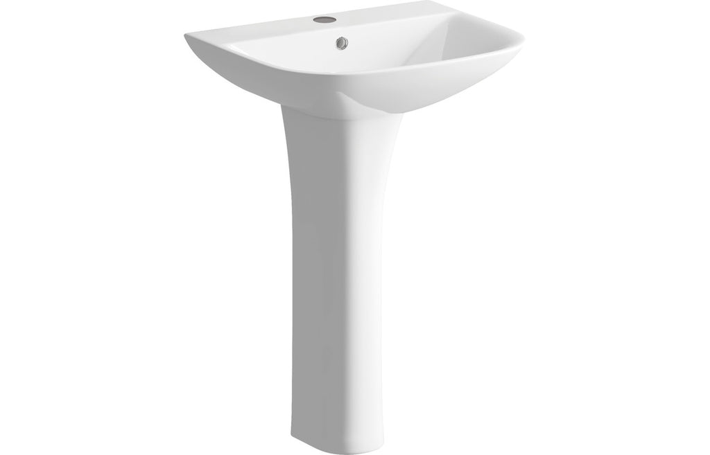 Cerys 560x450mm 1TH Basin & Full Pedestal (Boxed)-Basins-DIPBP1136-