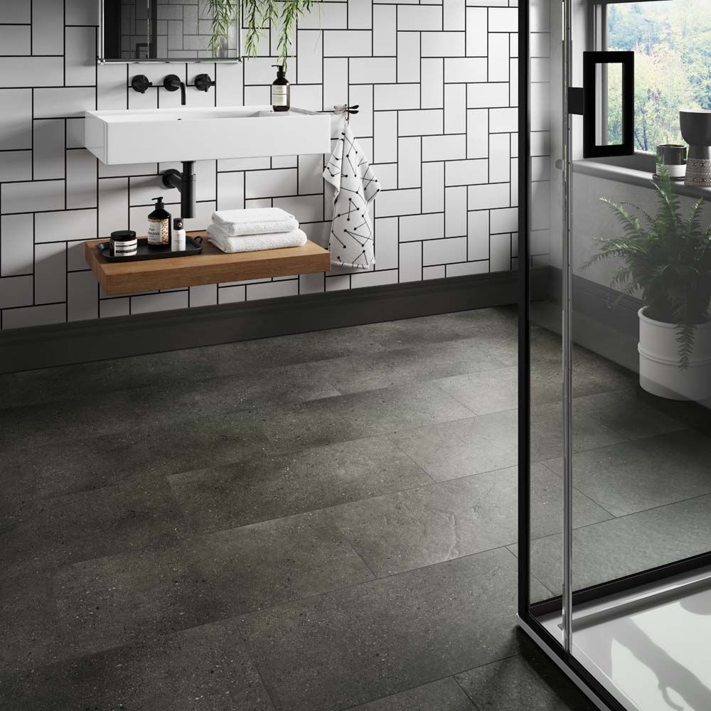 ClickLux Click-Fit Luxury Vinyl Tiles Axia Concrete Anthracite 31x61cm