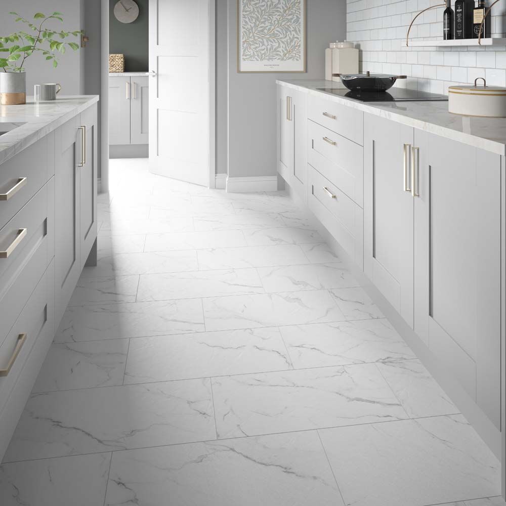 ClickLux Click-Fit Luxury Vinyl Tiles Castello Marble White 31x61cm
