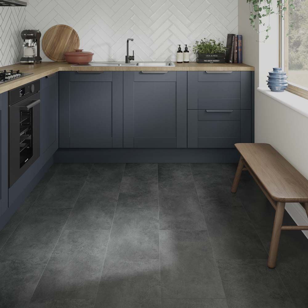 ClickLux Click-Fit Luxury Vinyl Tiles Pinnacle Concrete Anthracite 31x61cm