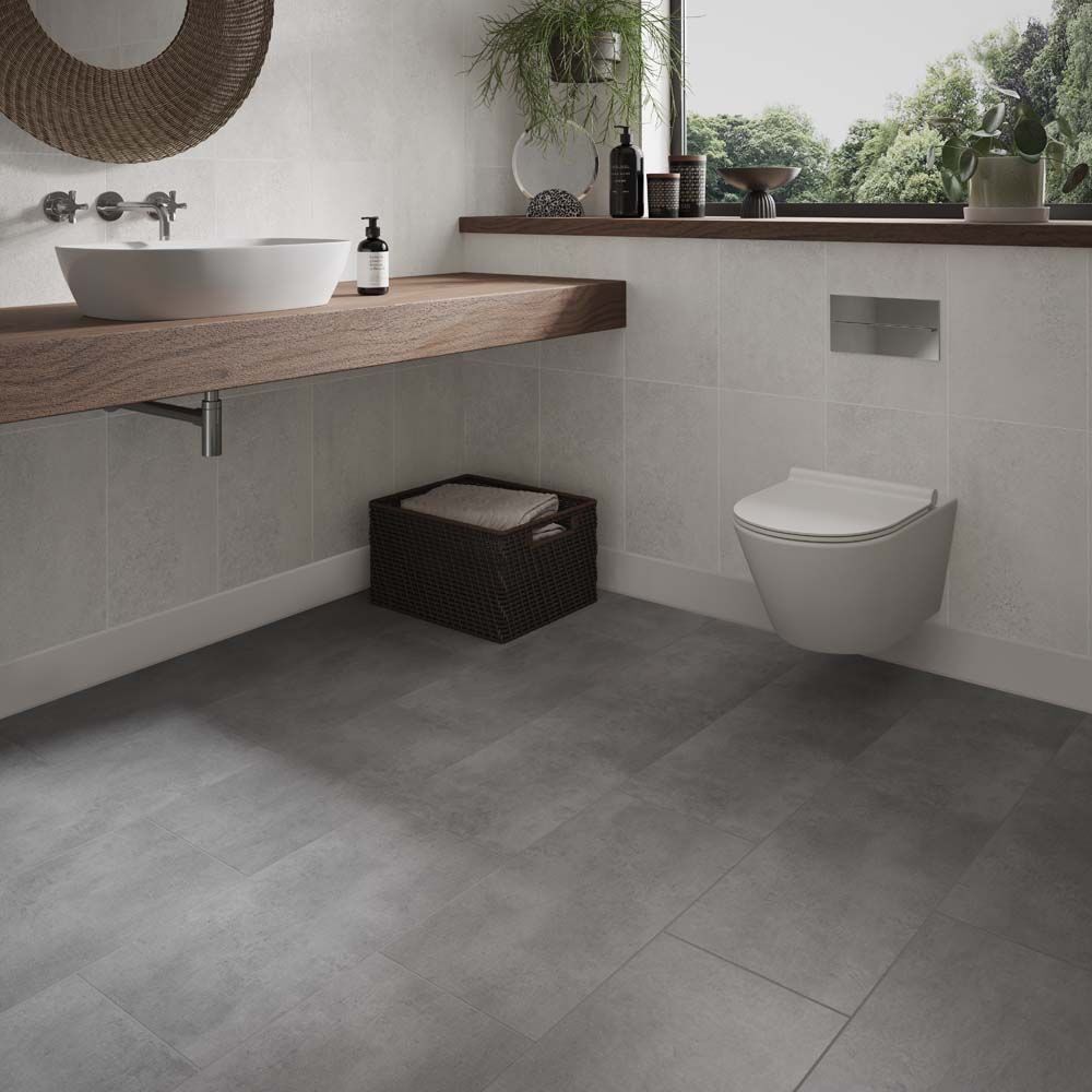 ClickLux Click-Fit Luxury Vinyl Tiles Pinnacle Concrete Grey 31x61cm