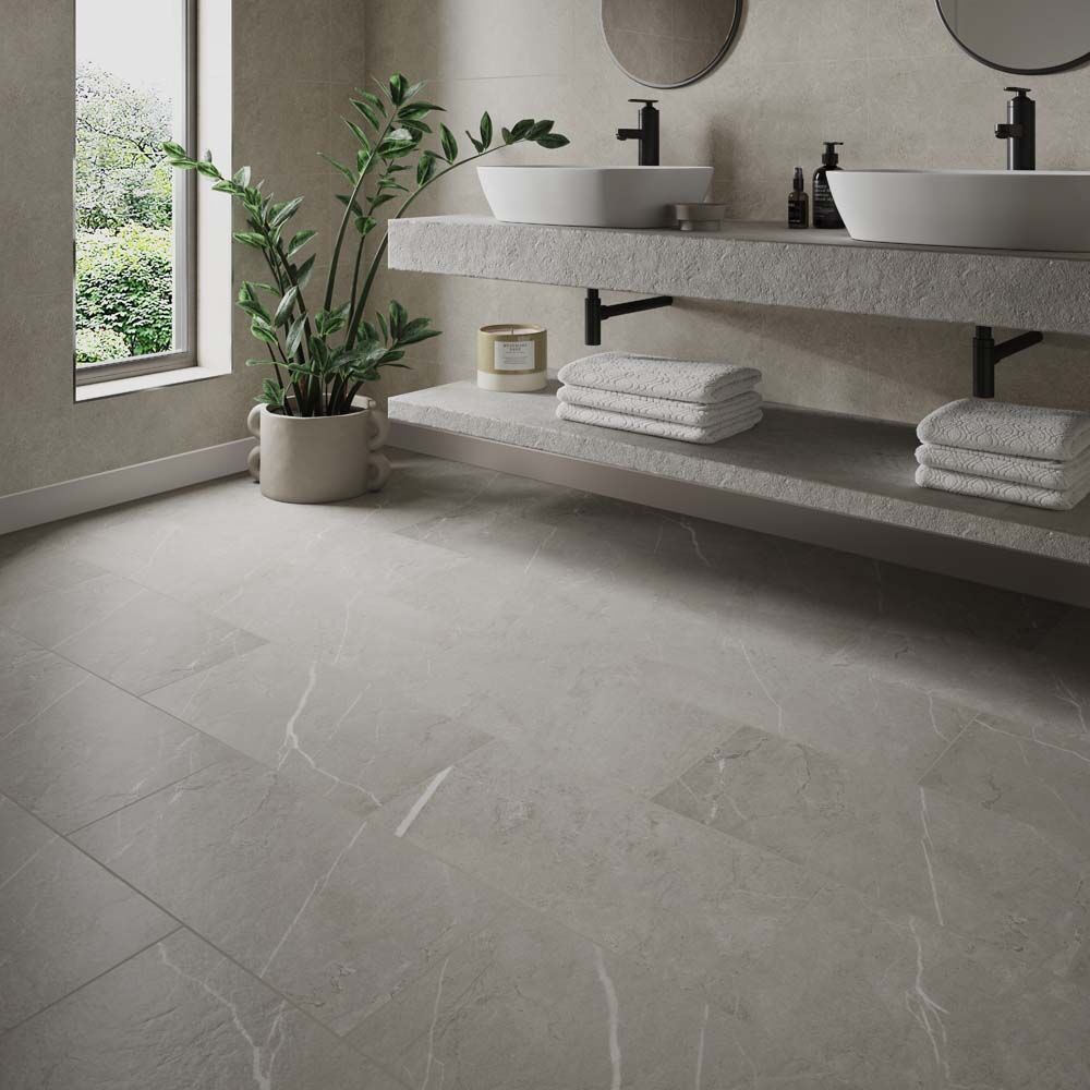 ClickLux Click-Fit Luxury Vinyl Tiles Rodellar Stone Silver 31x61cm
