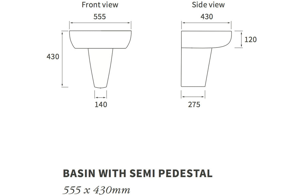 Colleen 555x430mm 1TH Basin & Semi Pedestal-Basins-DIPBP1126-