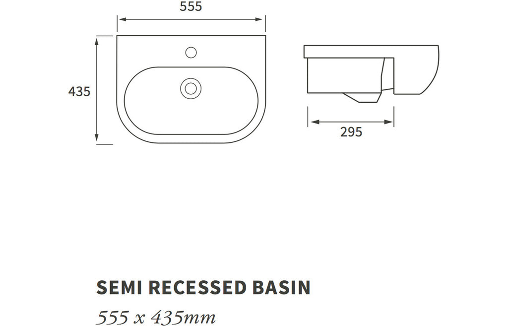 Colleen 555x435mm 1TH Semi Recessed Basin-Basins-DIPBP1140-