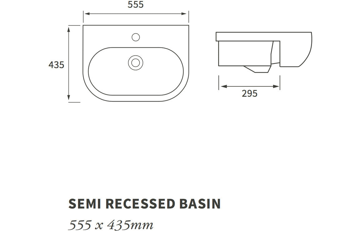 Colleen 555x435mm 1TH Semi Recessed Basin-Basins-DIPBP1140-