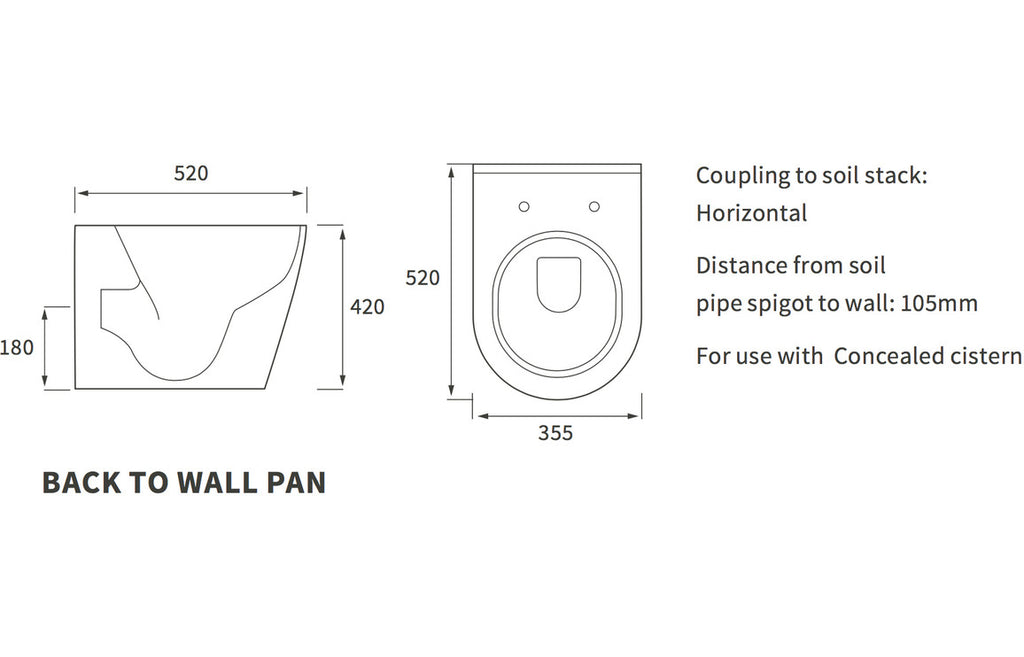 Colleen Back To Wall WC & Soft Close Seat-Toilets-DIPTP0160-