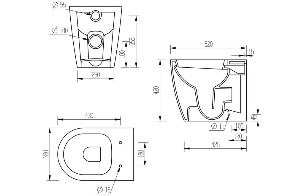 Colleen Back To Wall WC & Soft Close Seat-Toilets-DIPTP0160-
