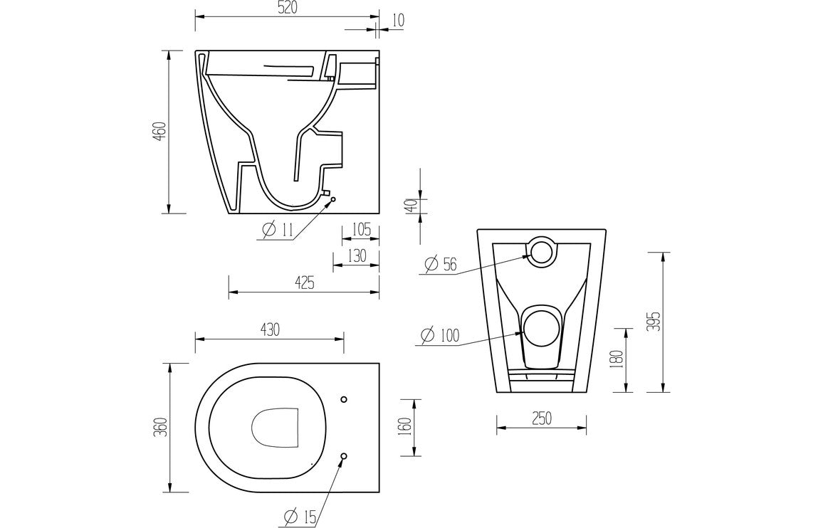 Colleen Rimless Back To Wall Comfort Height WC & Soft Close Seat-Toilets-DIPTP0296-