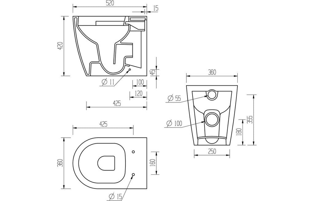 Colleen Rimless Back To Wall WC & Soft Close Seat-Toilets-DIPTP0156-