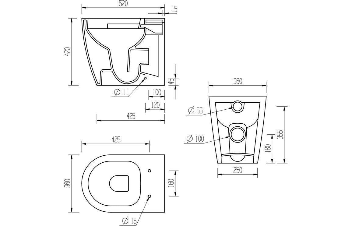Colleen Rimless Back To Wall WC & Soft Close Seat-Toilets-DIPTP0156-