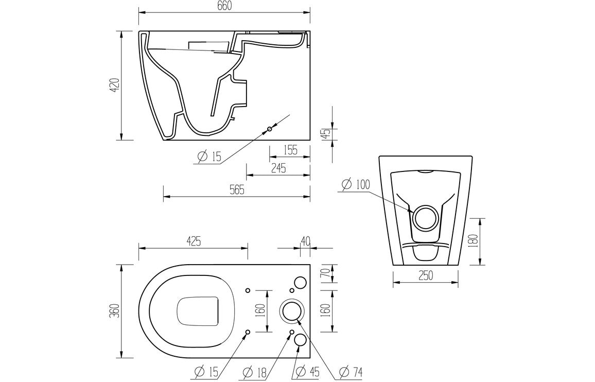 Colleen Rimless Close Coupled Fully Shrouded WC & Soft Close Seat-Toilets-DIPTP0154-