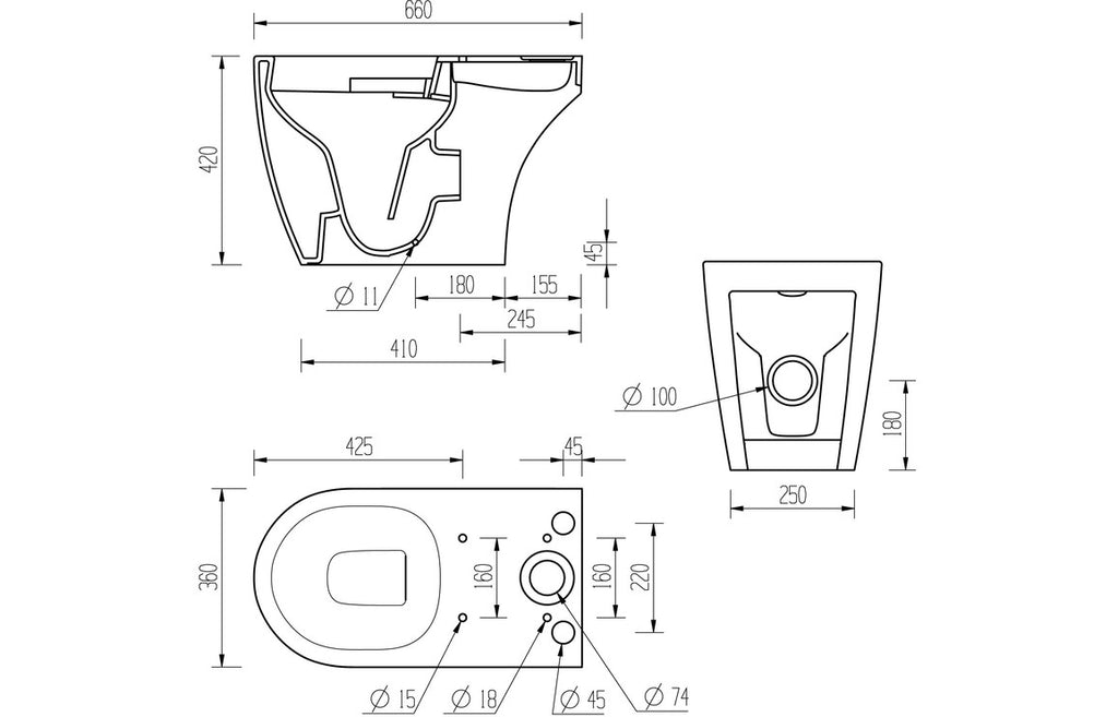 Colleen Rimless Close Coupled Open Back WC & Soft Close Seat-Toilets-DIPTP0214-