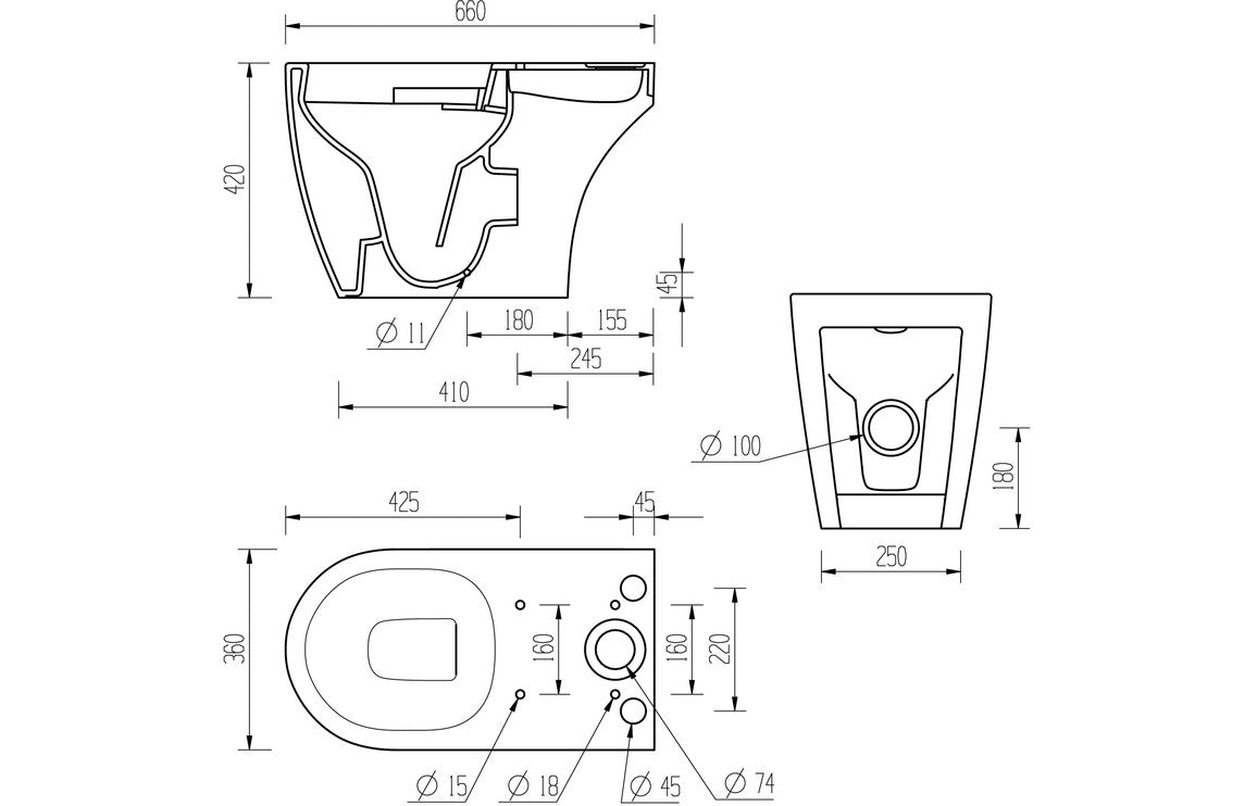 Colleen Rimless Close Coupled Open Back WC & Soft Close Seat-Toilets-DIPTP0214-