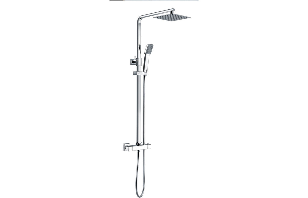 Coronas Thermostatic Bar Mixer w/Riser & Overhead Kit-Shower Rail Kits-DICM0584-