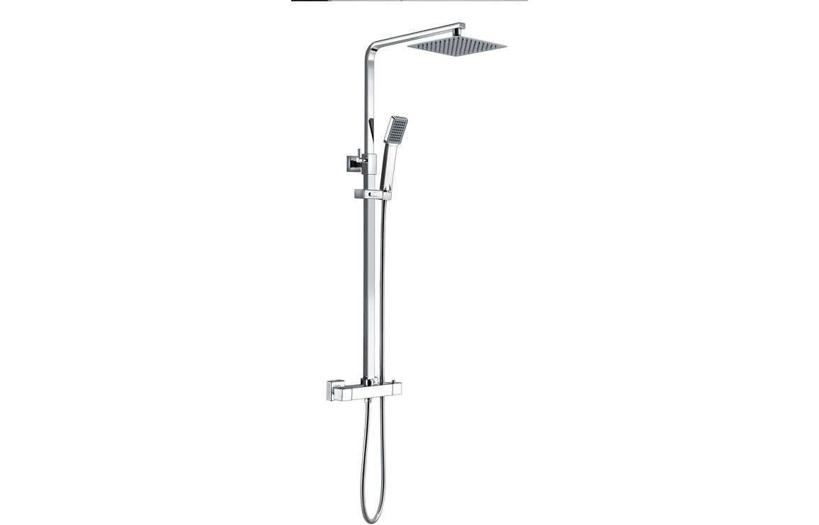 Coronas Thermostatic Bar Mixer w/Riser & Overhead Kit-Shower Rail Kits-DICM0584-