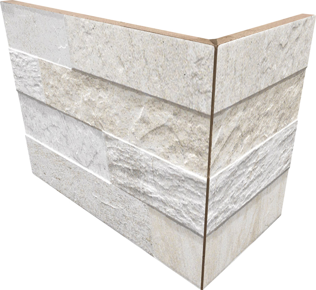 Cube White External Angle Splitface Effect Porcelain Cladding