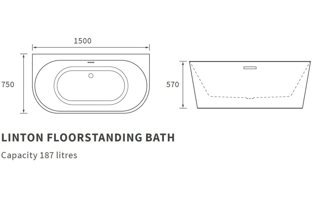 Dorset Freestanding Bath 1500mm-Baths-DIBF0084-