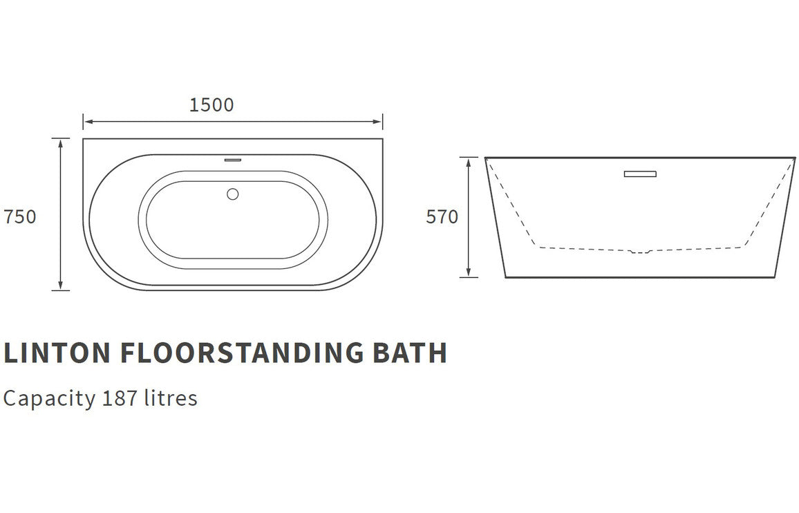 Dorset Freestanding Bath 1500mm-Baths-DIBF0084-
