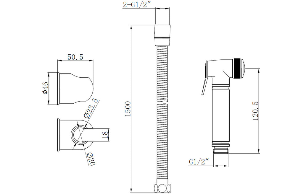 Douche Spray in Chrome-Shower Accessories-DICM0724-