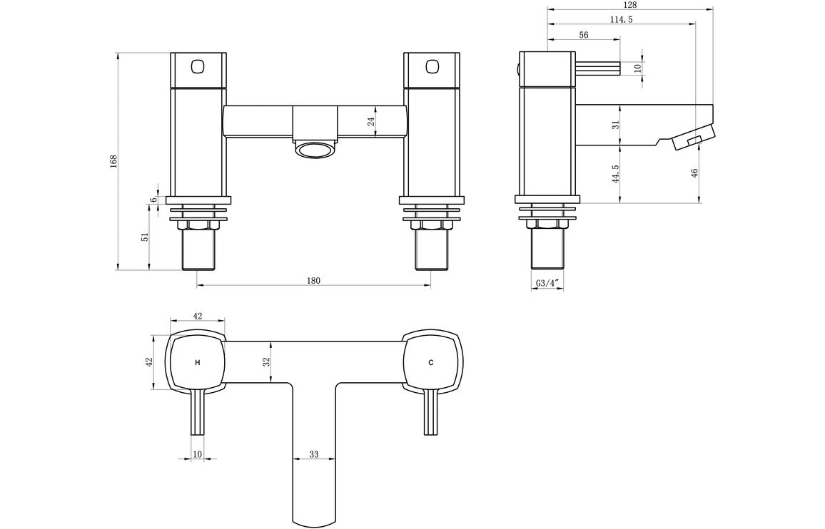 Ellington Bath Filler - Chrome-Bath Taps-CAPTA4113-