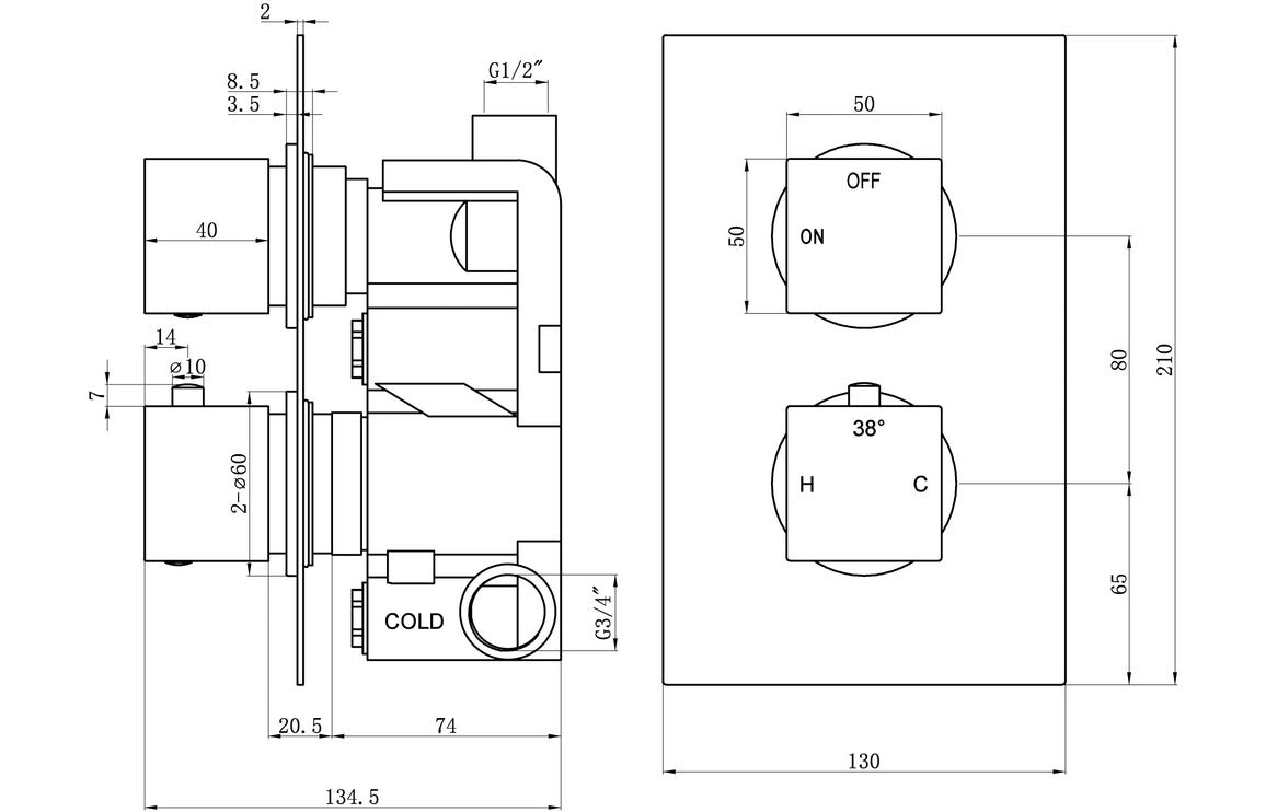 Ellington Concealed Shower Valve with Riser Kit-Shower Sets-CAPSH1551/1562-