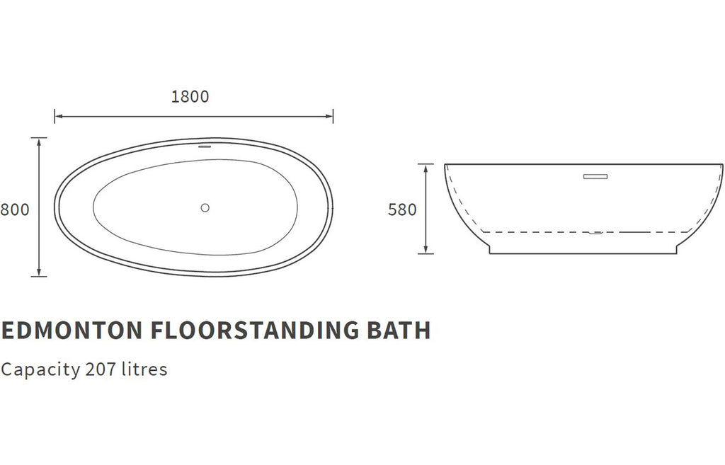 Enfield Freestanding Bath 1800x800mm-Baths-DIBF0082-