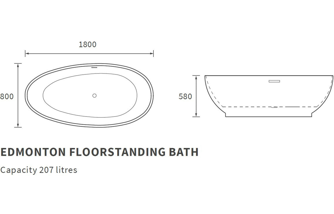 Enfield Freestanding Bath 1800x800mm-Baths-DIBF0082-