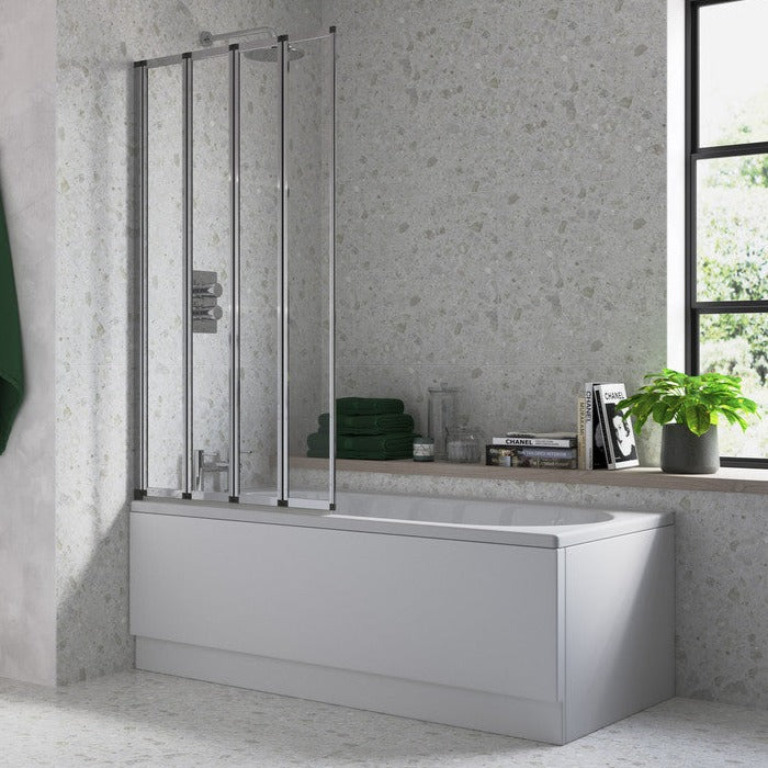 Framed Four Fold Bath Screen-Bath Screens-DIBS0102-