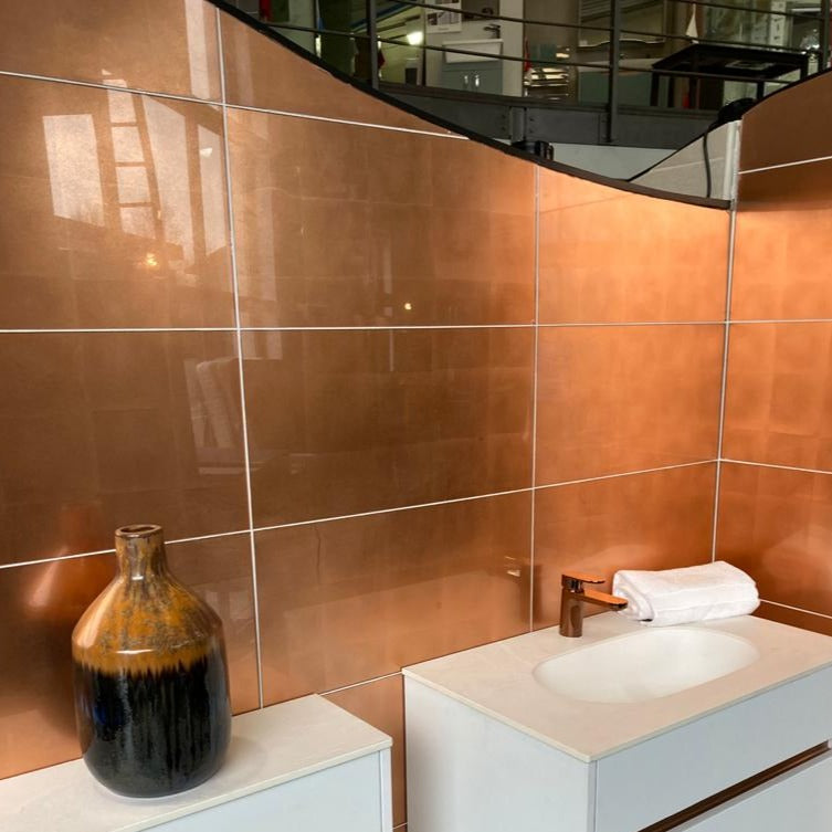 Glass Copper Leaf Tile 30x60cm-