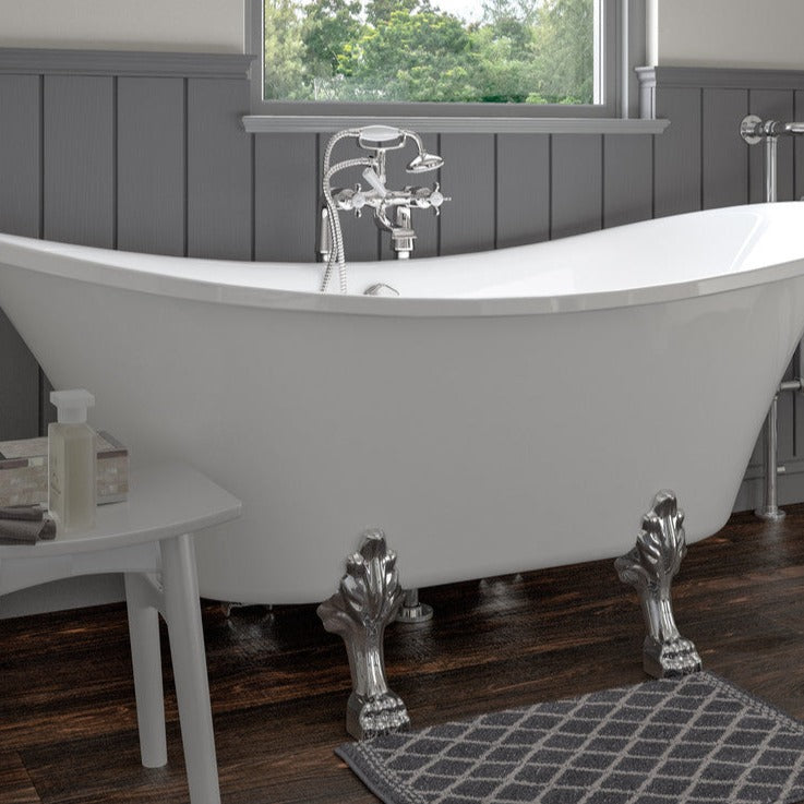 Hampshire Freestanding Bath with chrome lion feet.-Baths-DIBFP0022-