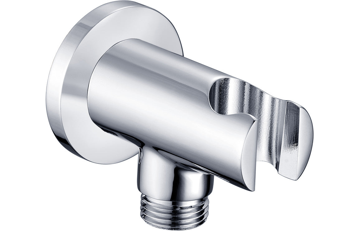 Handset Wall Bracket with Wall Outlet - Round-Shower Accessories-DICM0664-