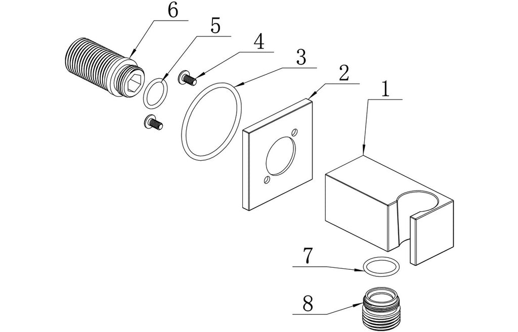 Handset Wall Bracket with Wall Outlet - Square-Shower Accessories-DICM0666-