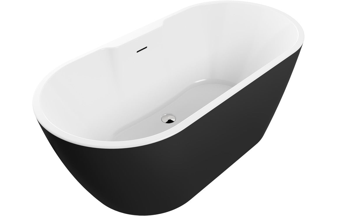 Harlesden Freestanding Bath 1655x745x580mm - Black-Baths-DIBF0078-