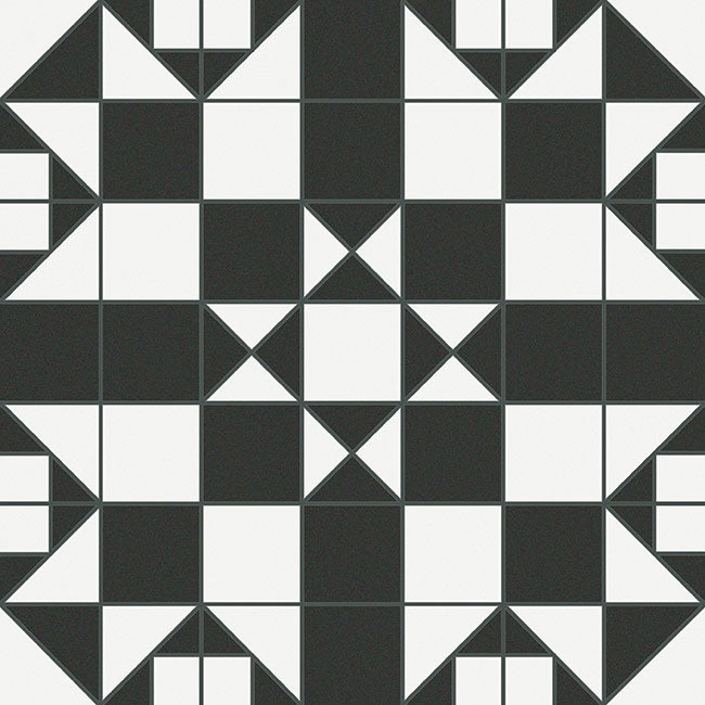 Harrogate Black & White Victorian Pattern Ceramic Wall and Floor Tile 45x45cm