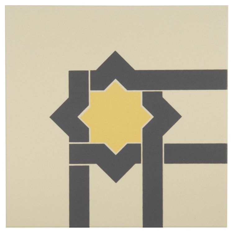 Original Style Odyssey Primo Iberian Corner Summer Yellow and Dark Grey on White 15x15cm