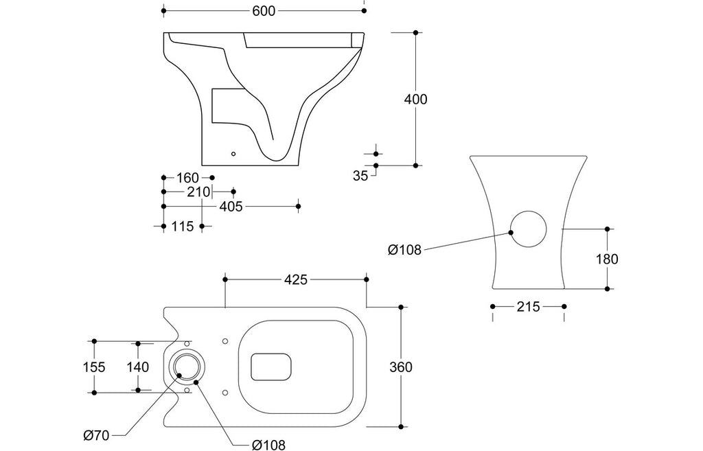 Ienna Close Coupled Open Back WC & Soft Close Seat-Toilets-CAPSW6182-