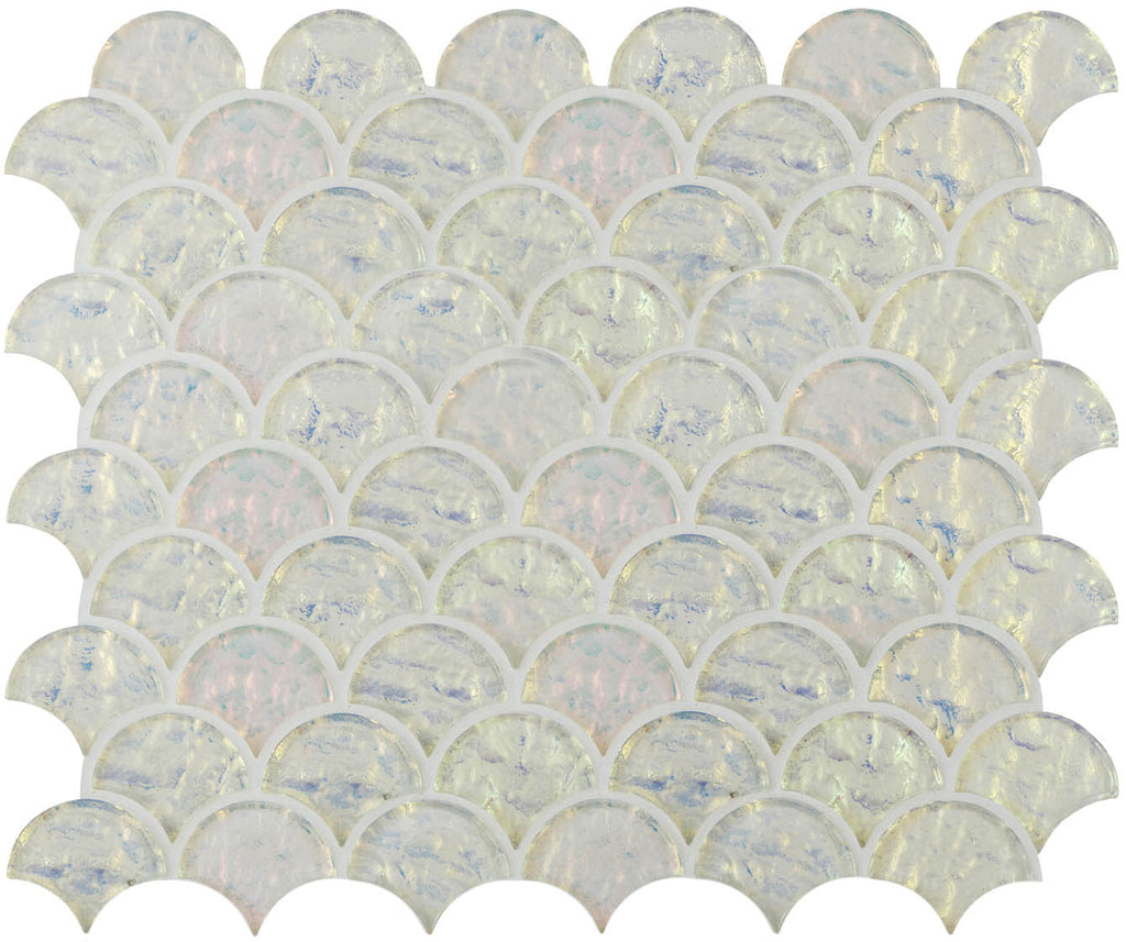Iridescent Pearl Scale Glass Mosaic Wall Tile 30x26cm-