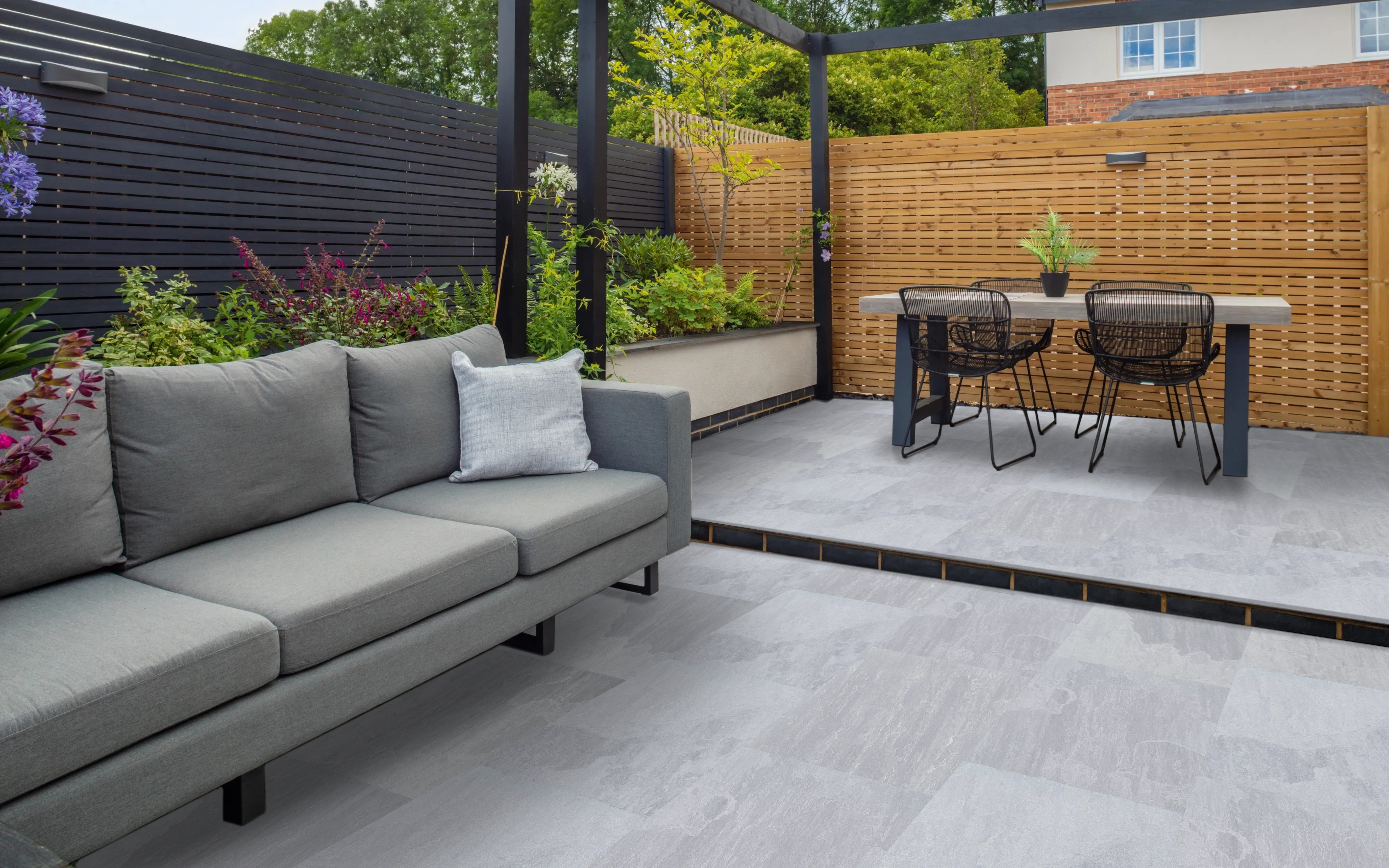Kandla Silver Grey 20mm Outdoor Porcelain Slab Tile 60x90cm