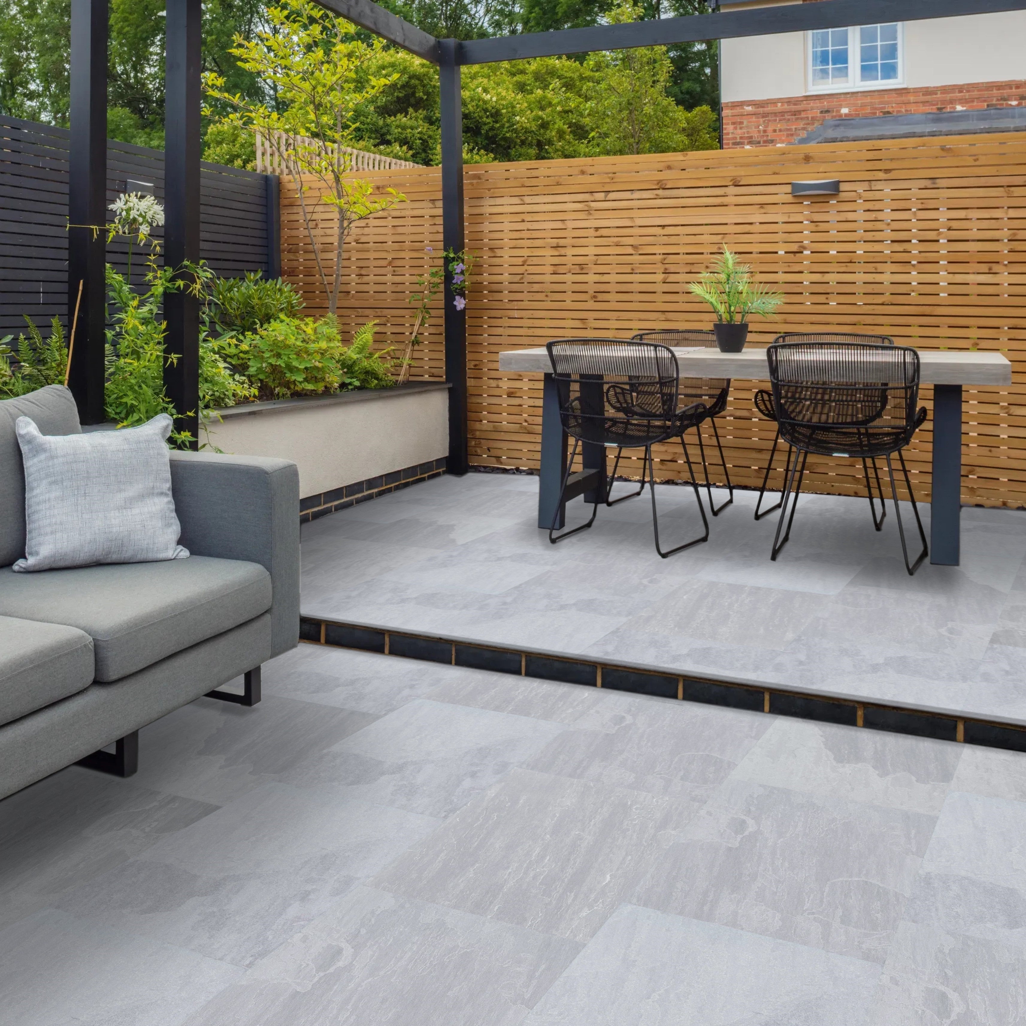Kandla Silver Grey 20mm Outdoor Porcelain Slab Tile 60x90cm