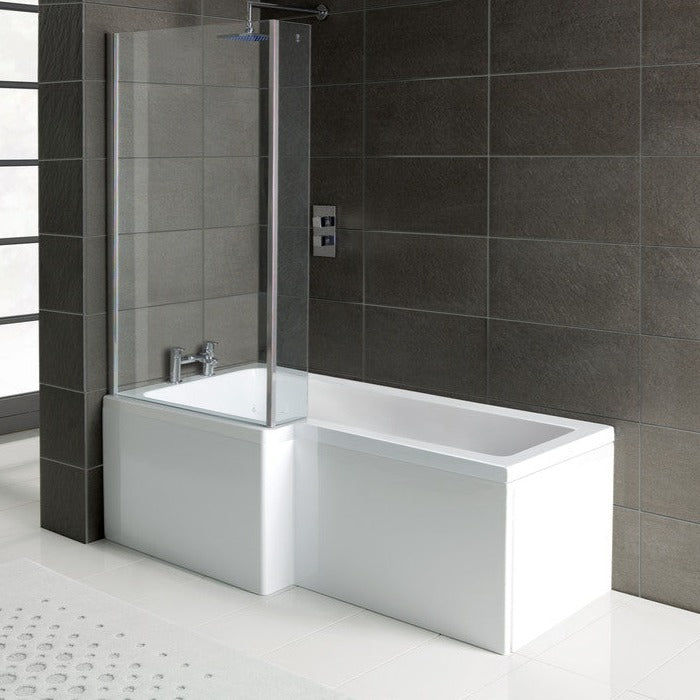 L-Shape Shower Bath, Panel & Screen-Baths-pjhdibshp0002-Left Hand-