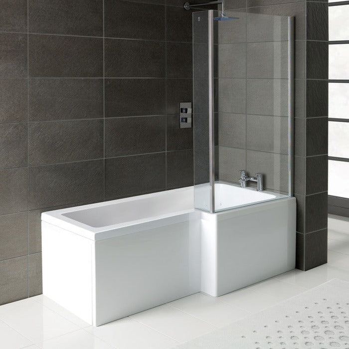 L-Shape Shower Bath, Panel & Screen-Baths-pjhdibshp0002-RIght Hand-