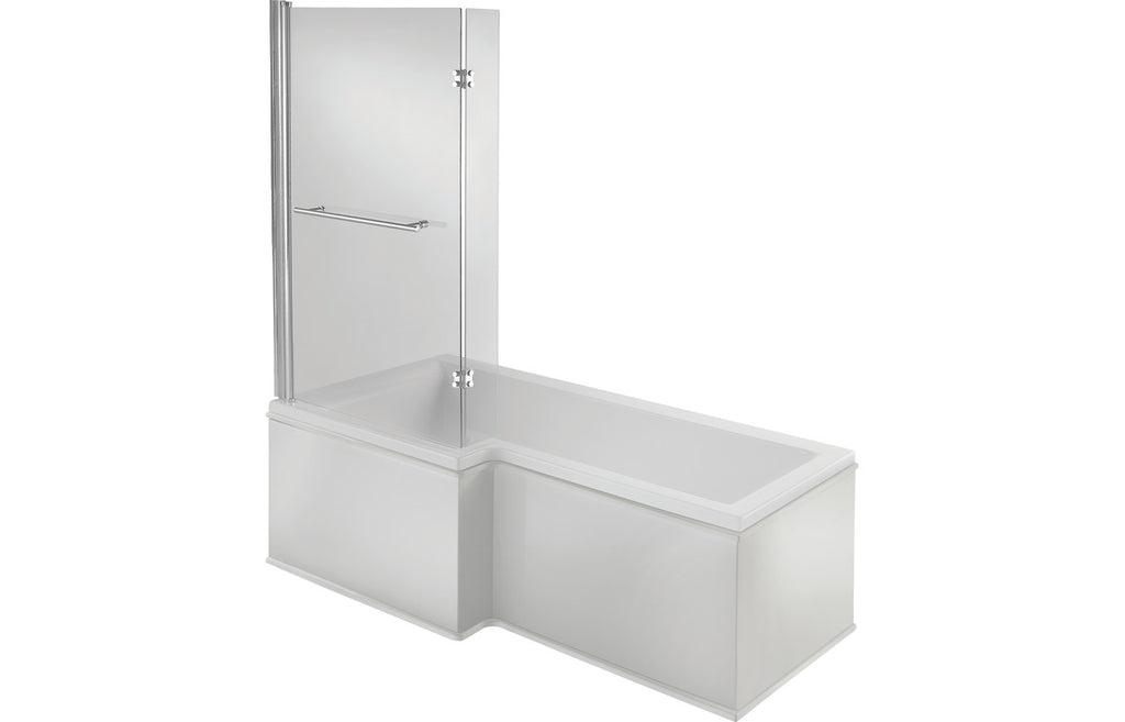 L Shape SUPERCAST Shower Bath, Panel & Screen.-Baths-DIBSHP0006-Left Hand-