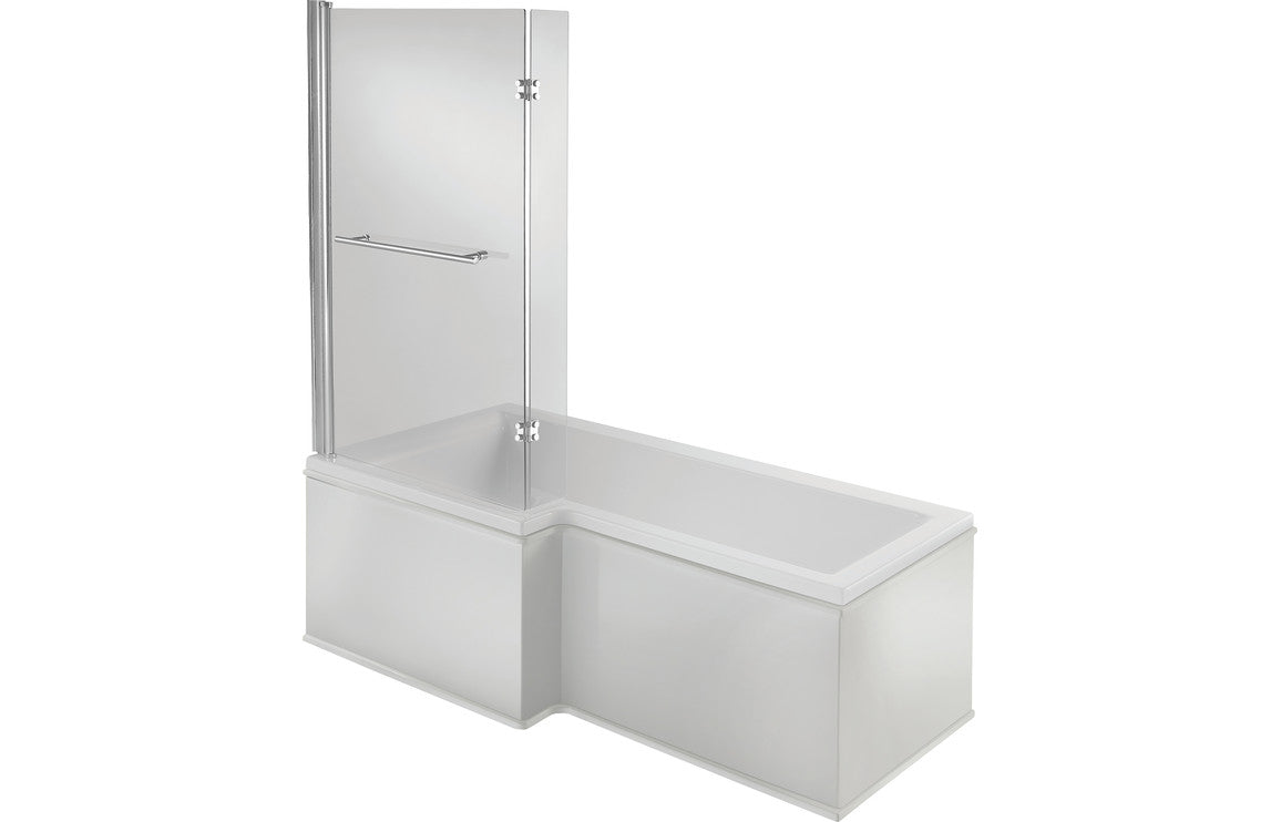L Shape SUPERCAST Shower Bath, Panel & Screen.-Baths-DIBSHP0006-Left Hand-