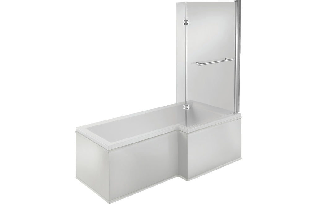 L Shape SUPERCAST Shower Bath, Panel & Screen.-Baths-DIBSHP0006-Right Hand-