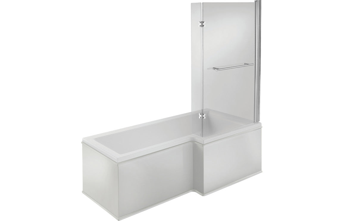 L Shape SUPERCAST Shower Bath, Panel & Screen.-Baths-DIBSHP0006-Right Hand-