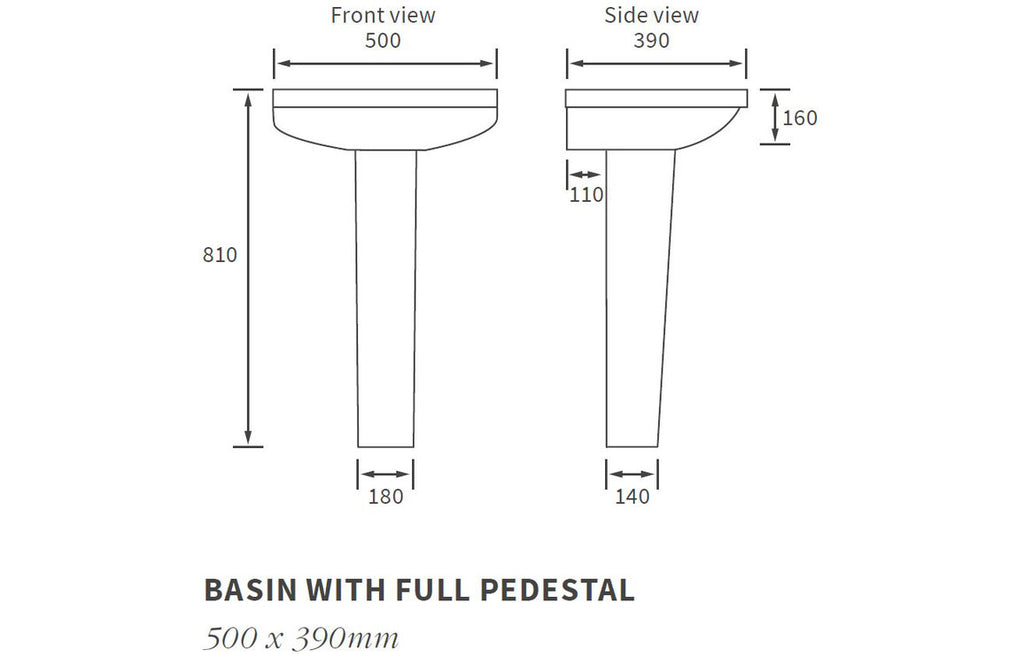 Leigh 500x390mm 1TH Basin & Full Pedestal-Basins-DIPBP1152-