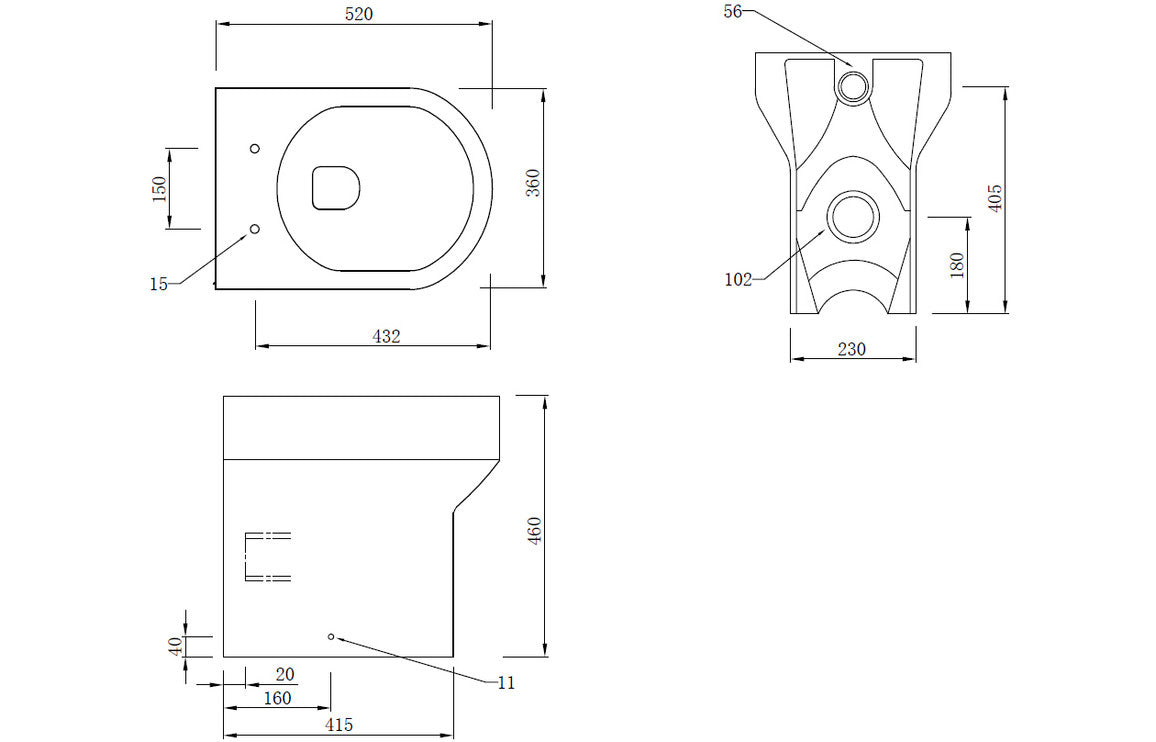 Leigh Back To Wall Comfort Height WC & Soft Close Seat-Toilets-DIPTP058-