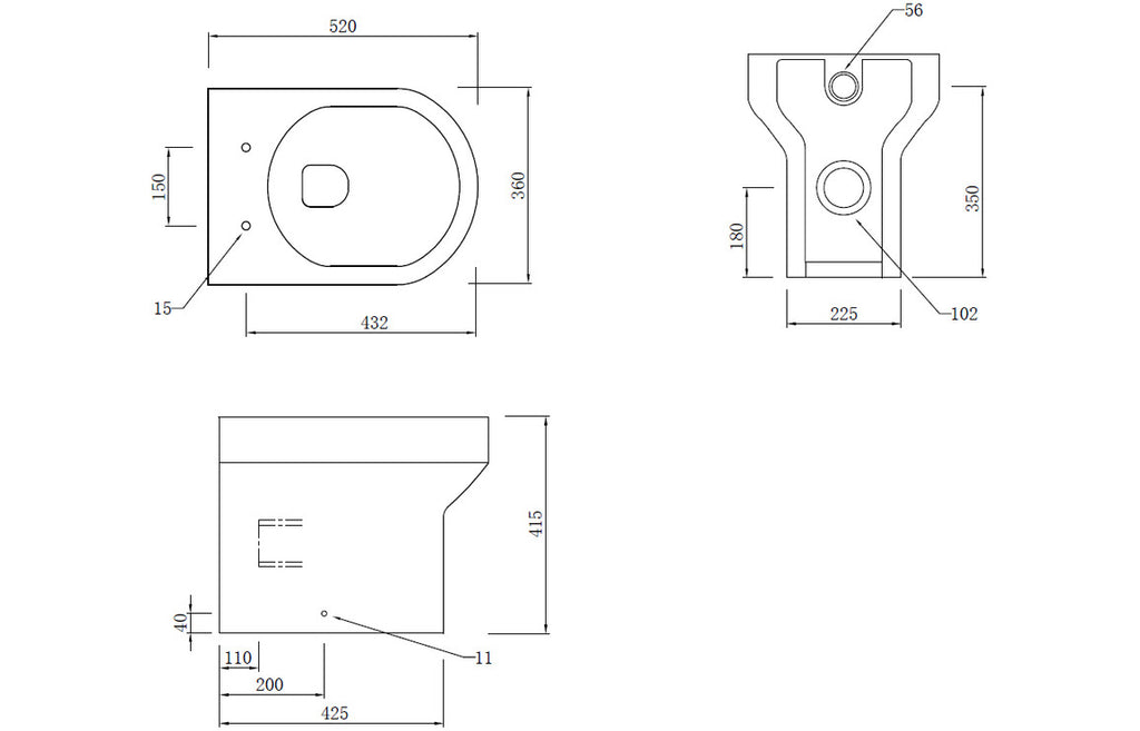 Leigh Back To Wall Rimless WC & Soft Close Seat-Toilets-DIPTP058-