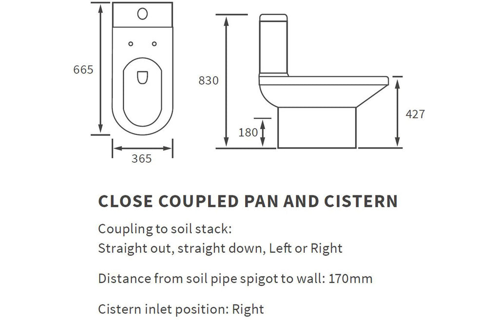 Leigh Close Coupled Open Back WC & Soft Close Seat-Toilets-DIPTP054-