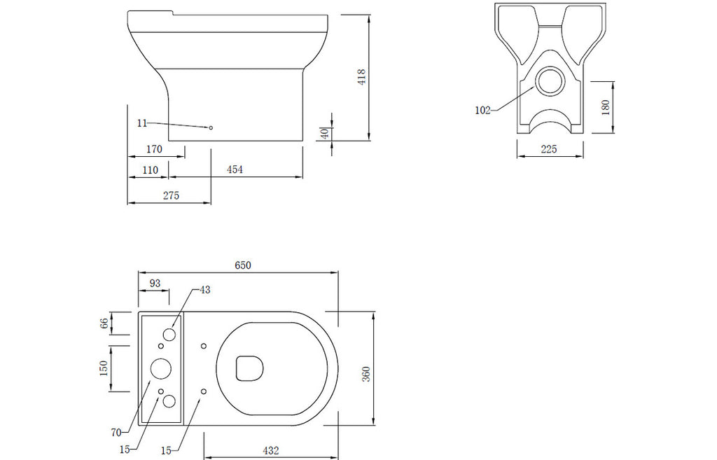 Leigh Close Coupled Open Back WC & Soft Close Seat-Toilets-DIPTP054-